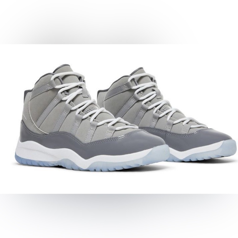Kids Air Jordan 11, Gray and White High-Top Sneakers